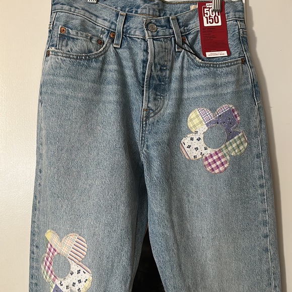 LEVIS 501 Patchwork Flower High Rise Straight Leg Jeans NWT - Picture 13 of 16
